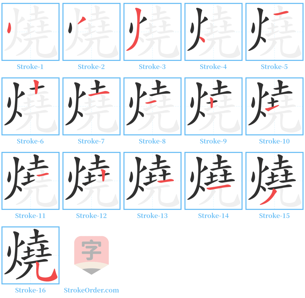 燒 Stroke Order Diagrams