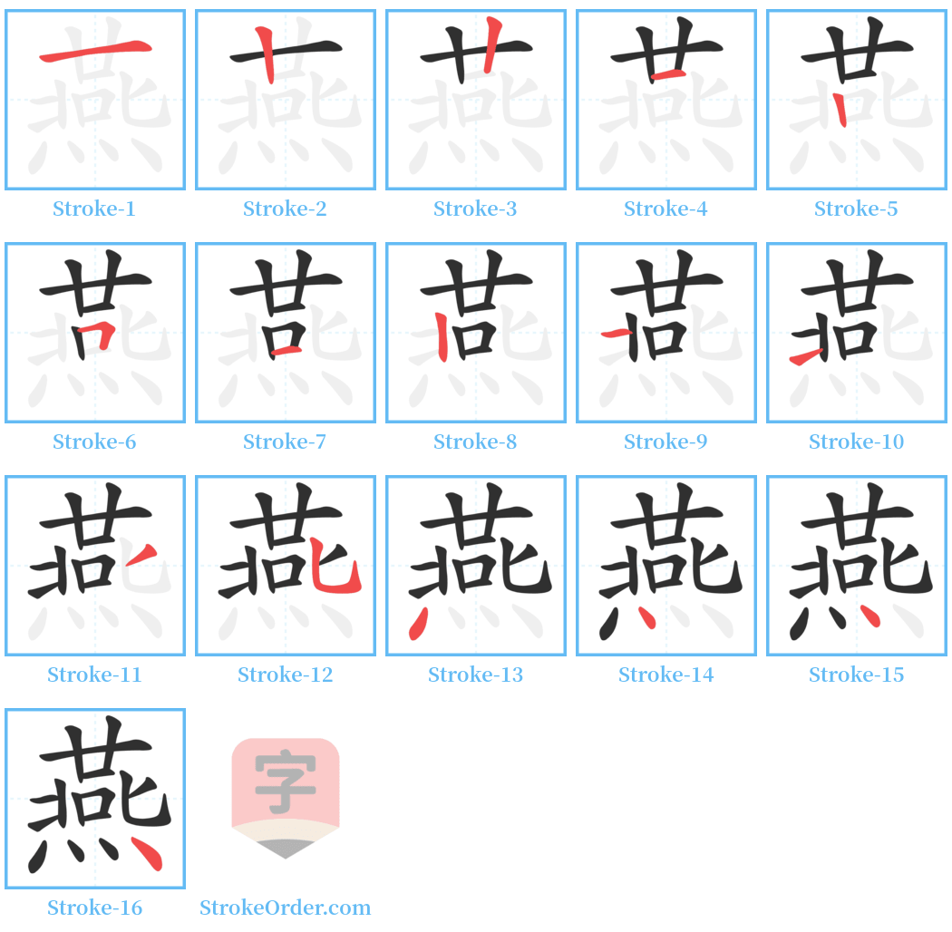 燕 Stroke Order Diagrams