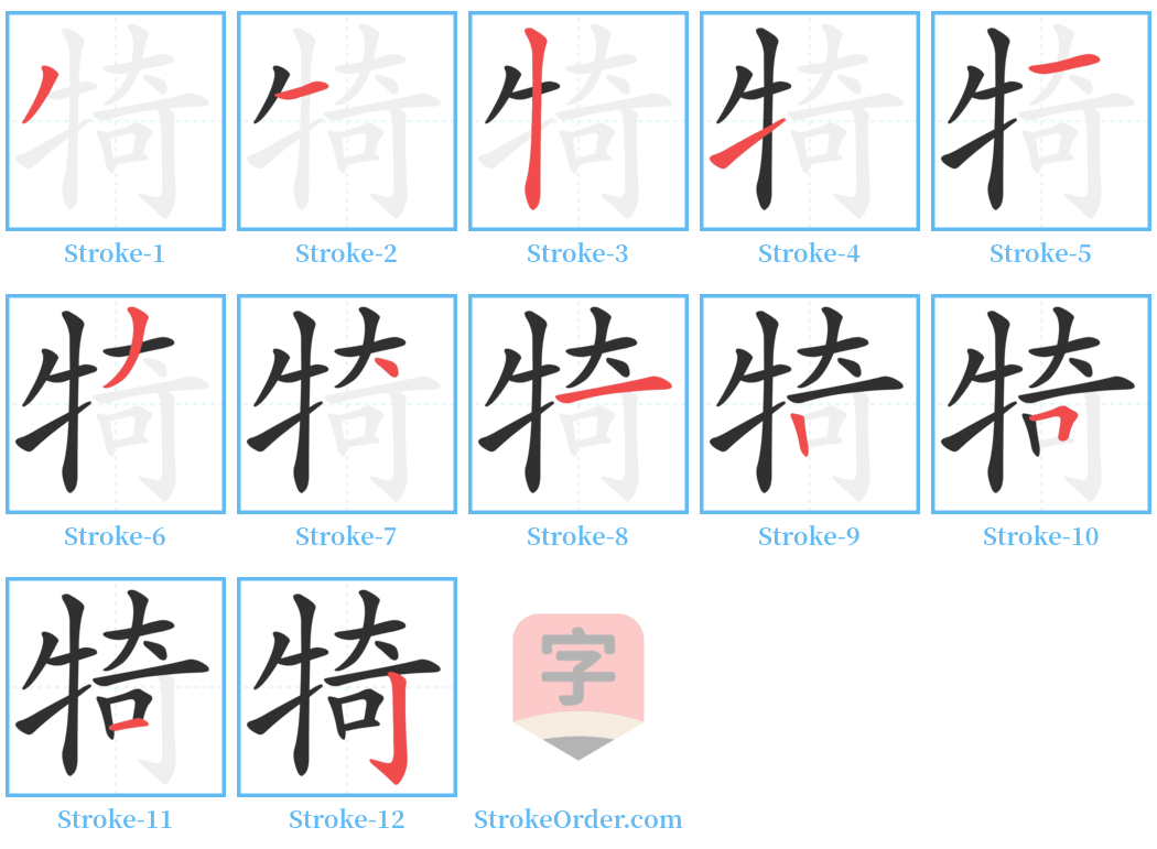 犄 Stroke Order Diagrams