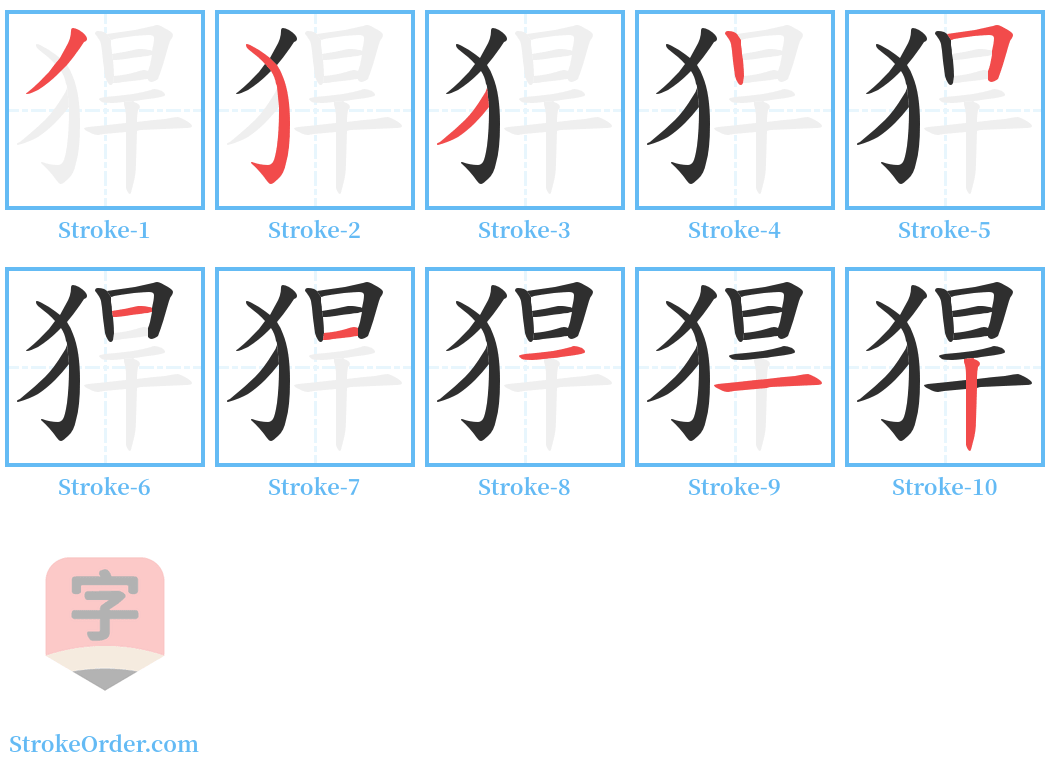 猂 Stroke Order Diagrams