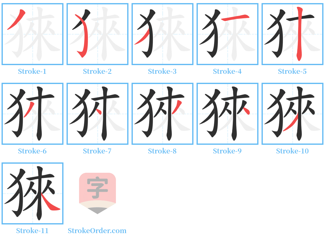 猍 Stroke Order Diagrams