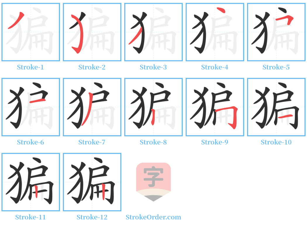 猵 Stroke Order Diagrams