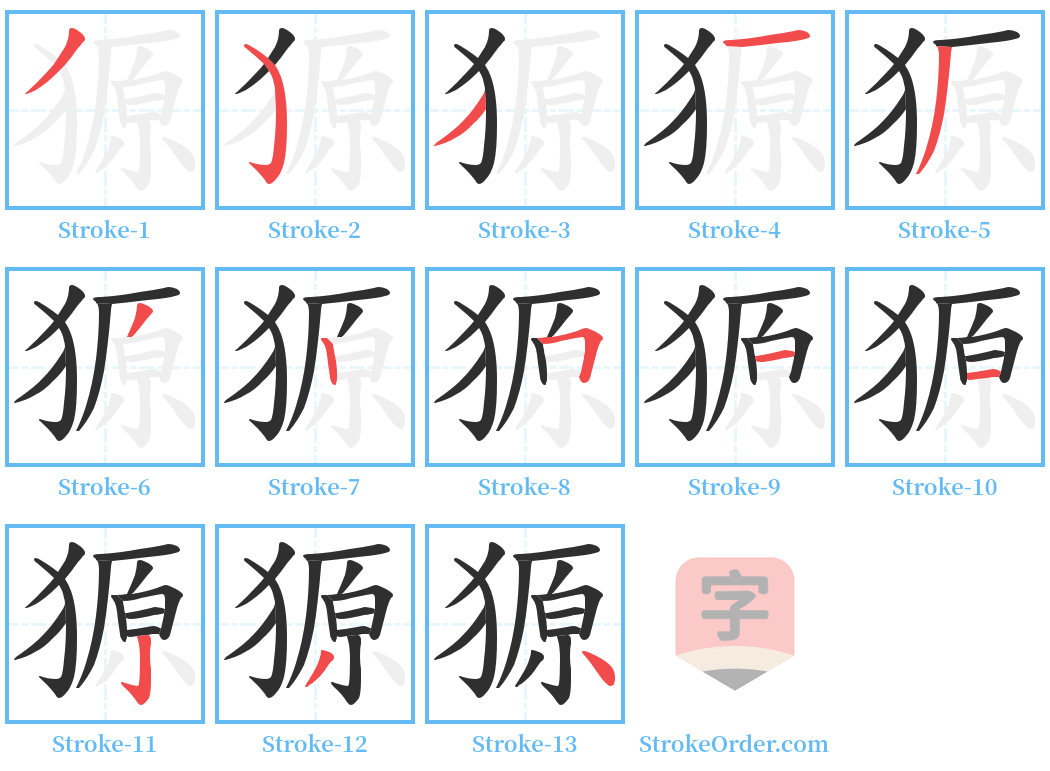 獂 Stroke Order Diagrams