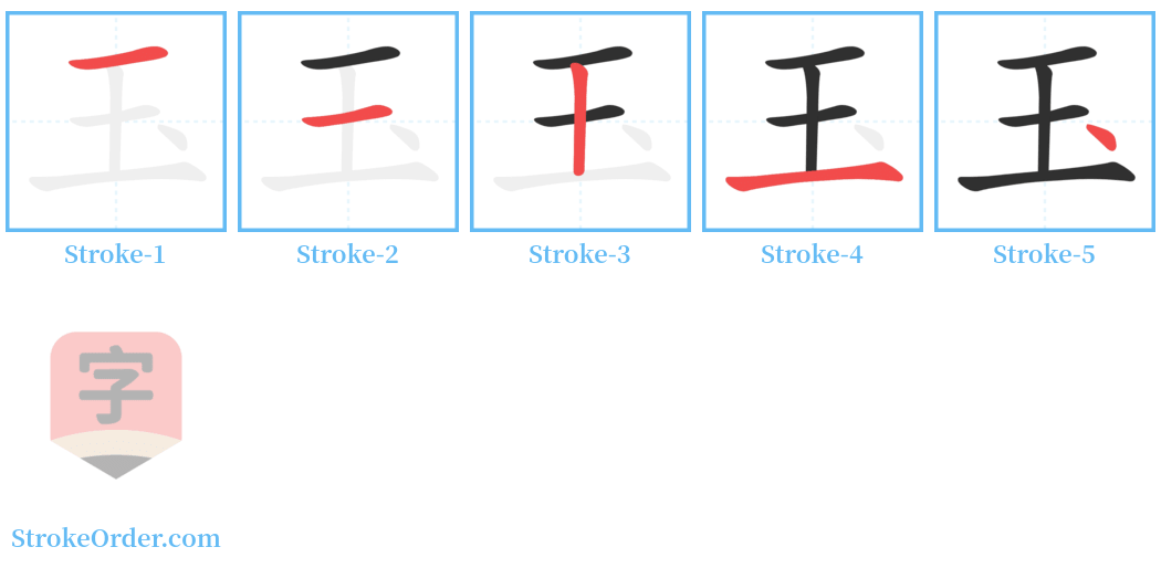 玉 Stroke Order Diagrams