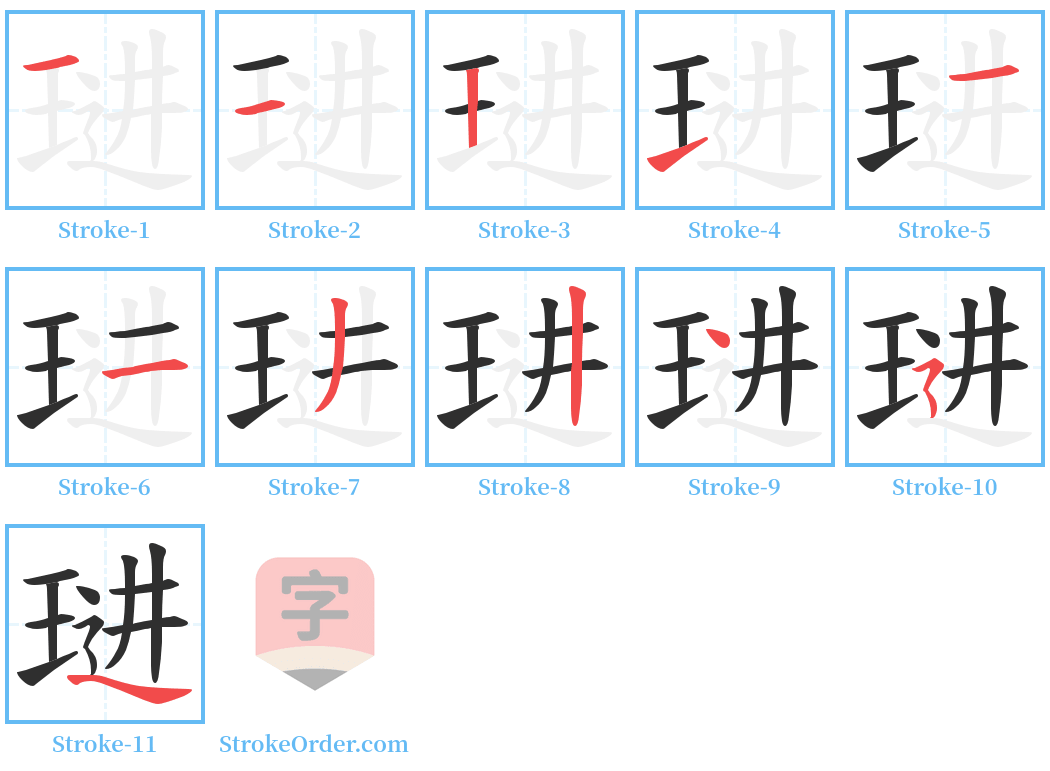 琎 Stroke Order Diagrams