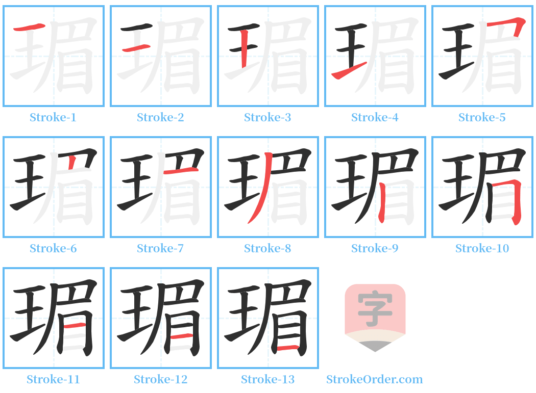 瑂 Stroke Order Diagrams