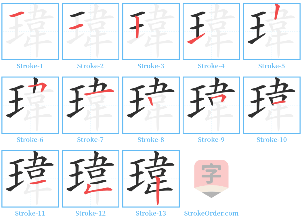 瑋 Stroke Order Diagrams