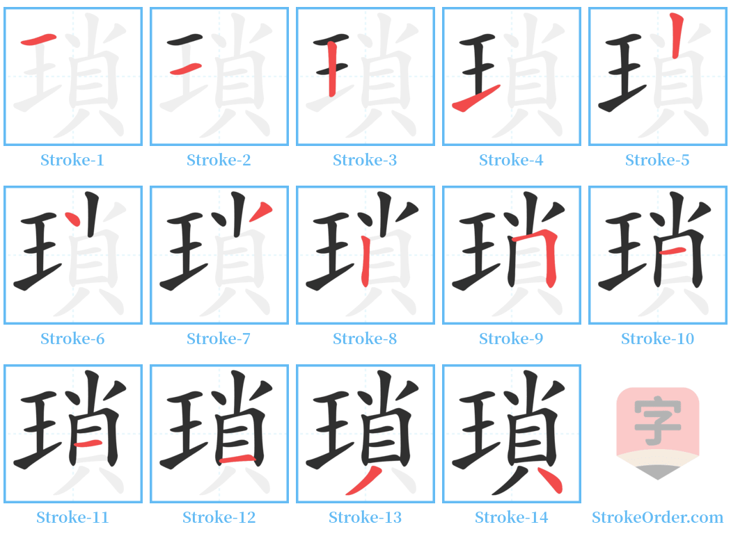 瑣 Stroke Order Diagrams