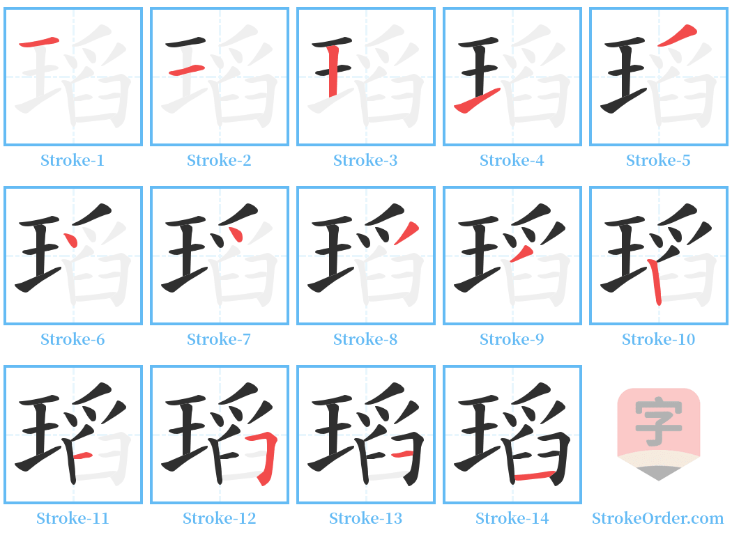 瑫 Stroke Order Diagrams