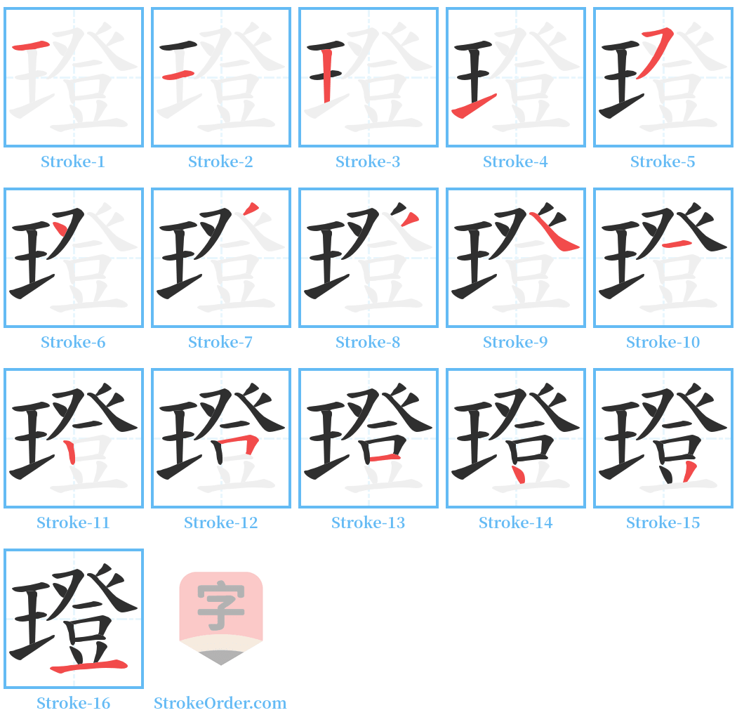 璒 Stroke Order Diagrams