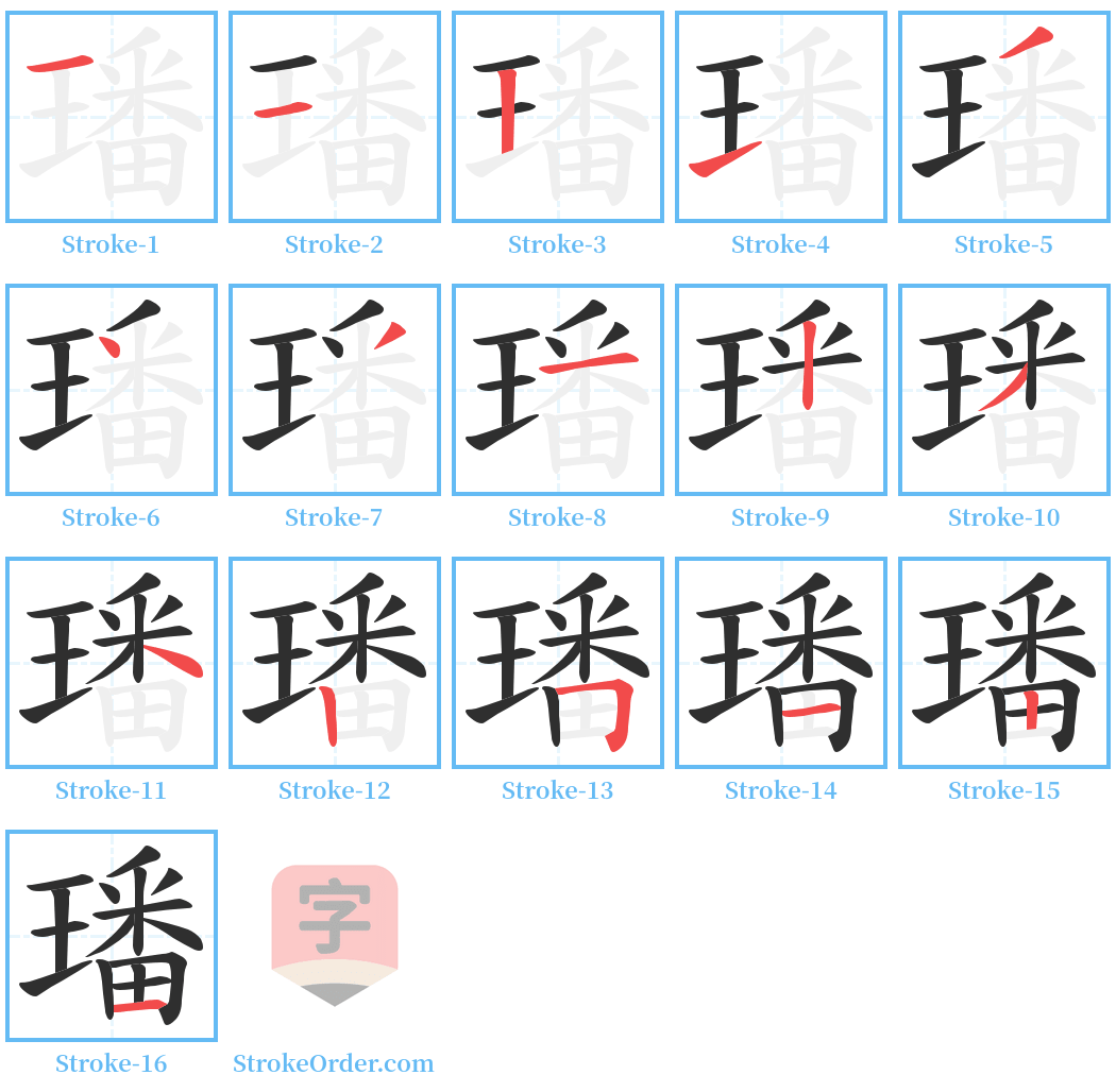 璠 Stroke Order Diagrams