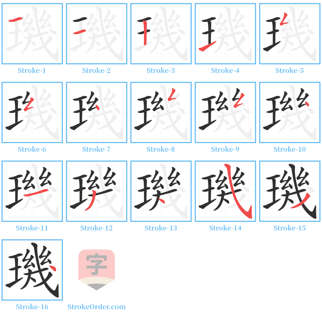 璣 Stroke Order Diagrams