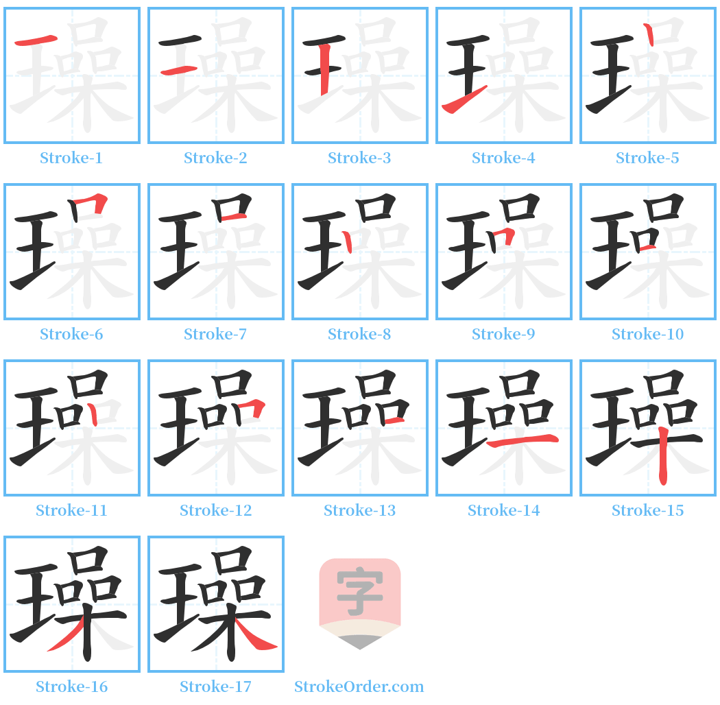 璪 Stroke Order Diagrams