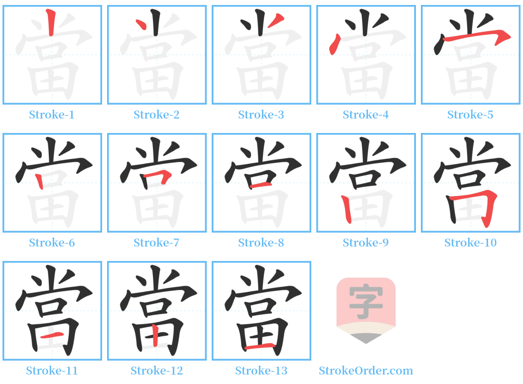 當 Stroke Order Diagrams