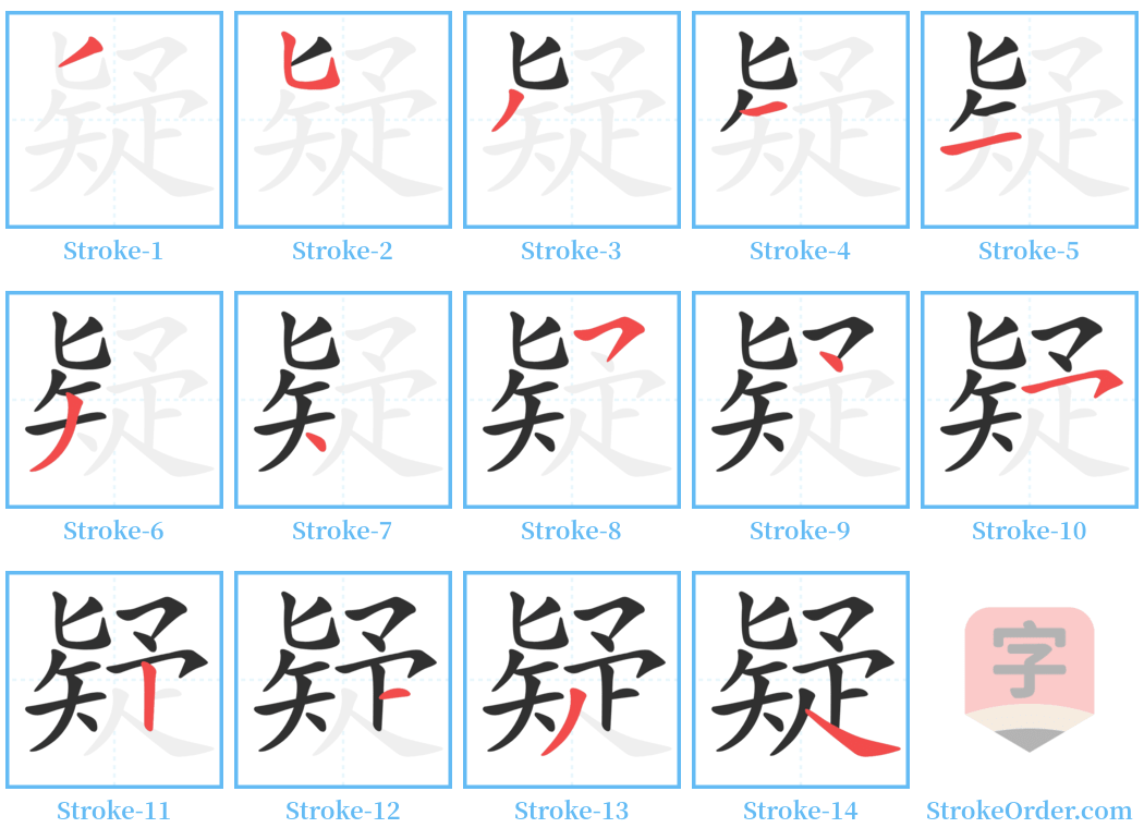 疑 Stroke Order Diagrams