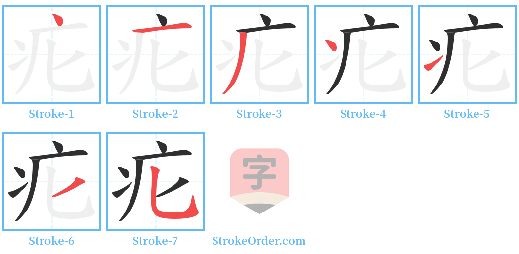 疕 Stroke Order Diagrams