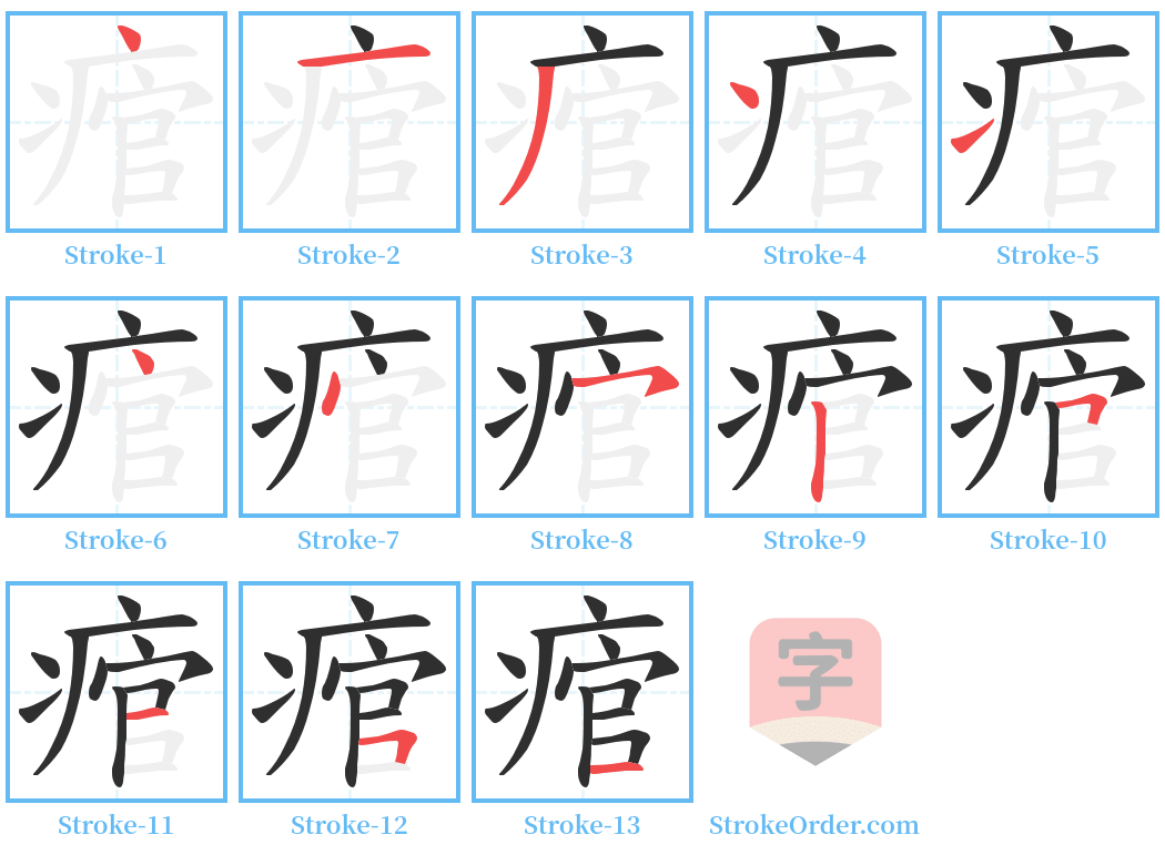 痯 Stroke Order Diagrams