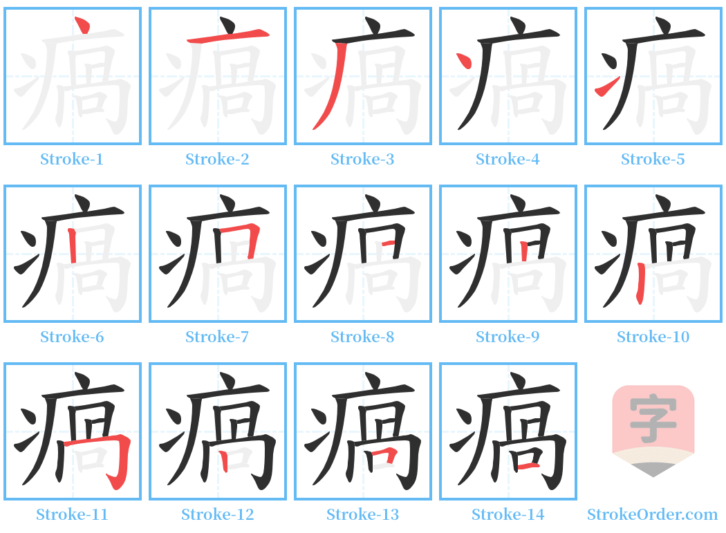 瘑 Stroke Order Diagrams