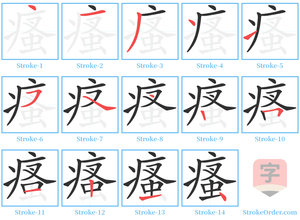 瘙 Stroke Order Diagrams