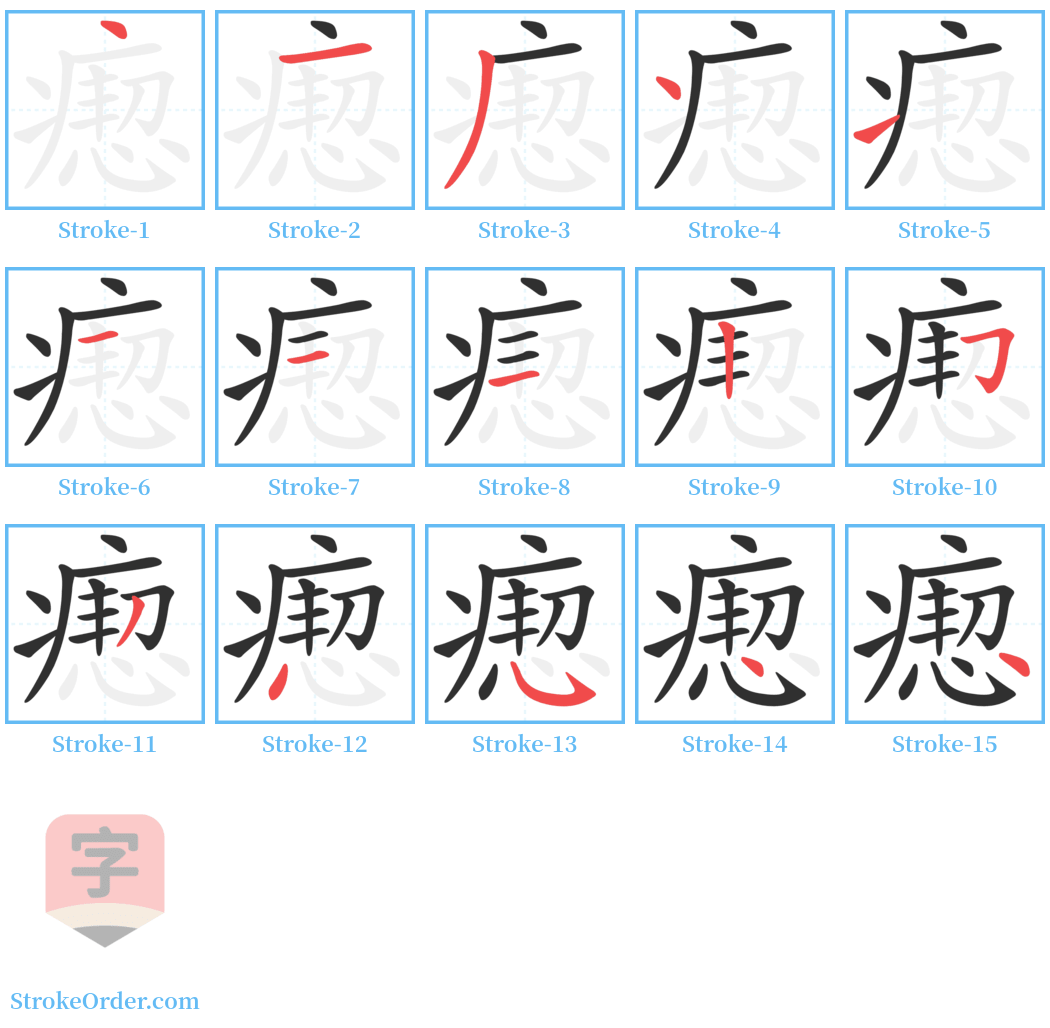 瘛 Stroke Order Diagrams