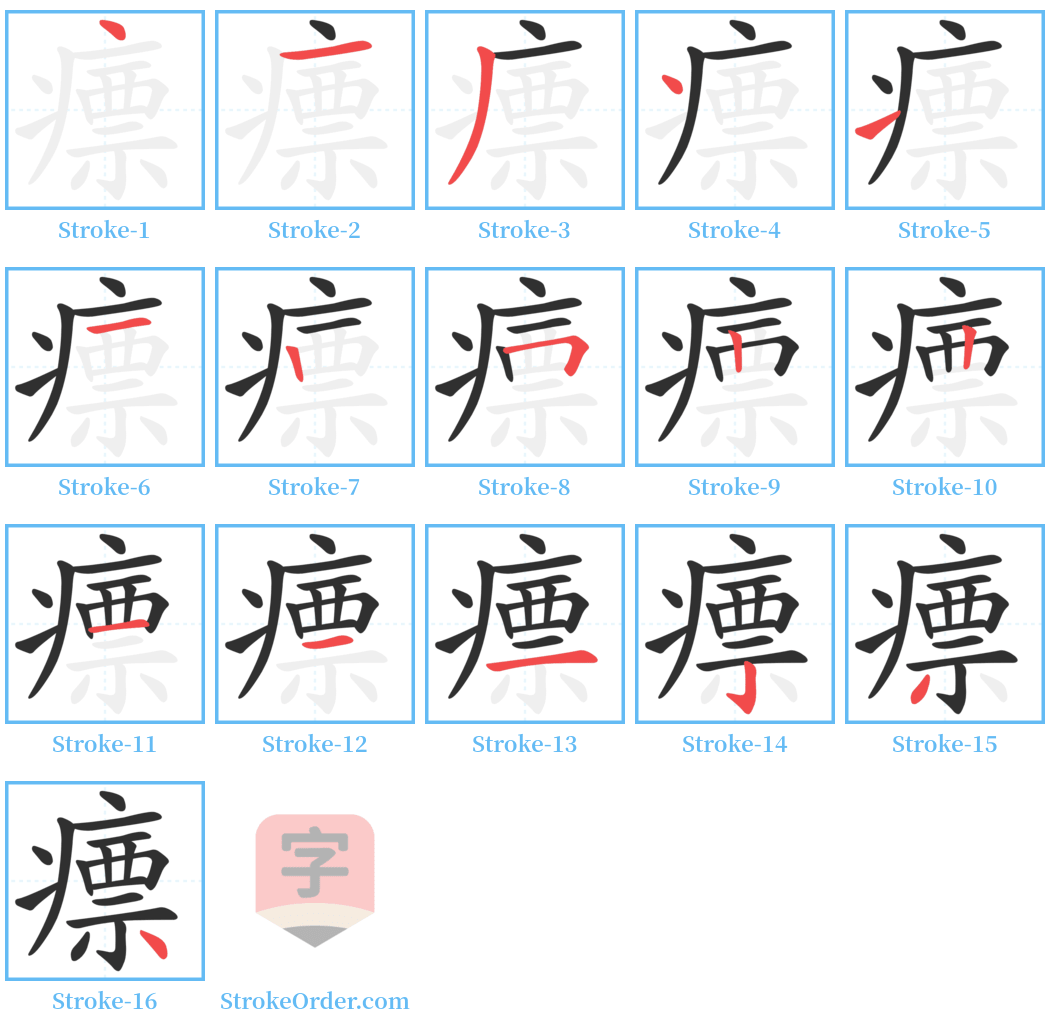 瘭 Stroke Order Diagrams