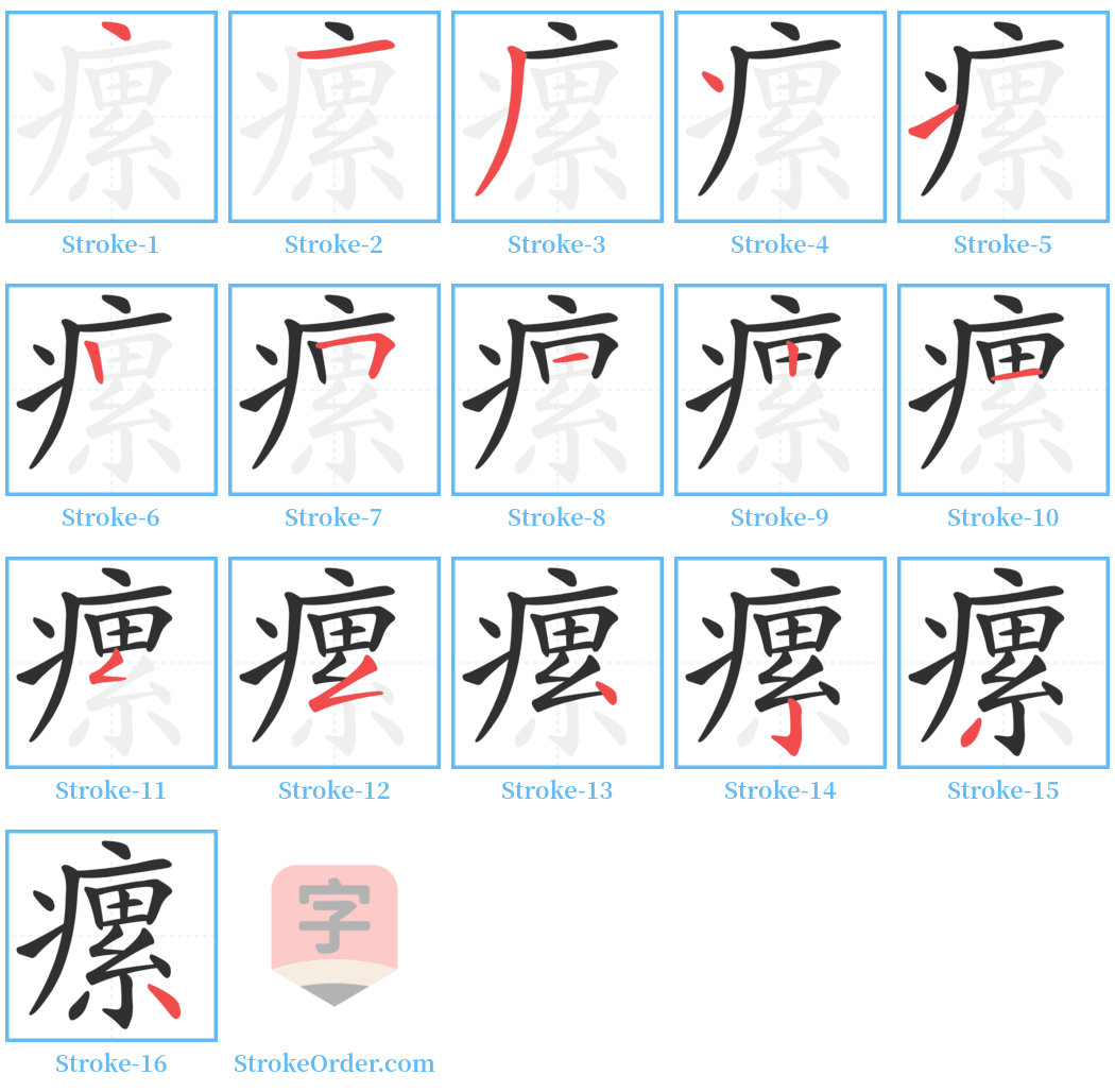 瘰 Stroke Order Diagrams