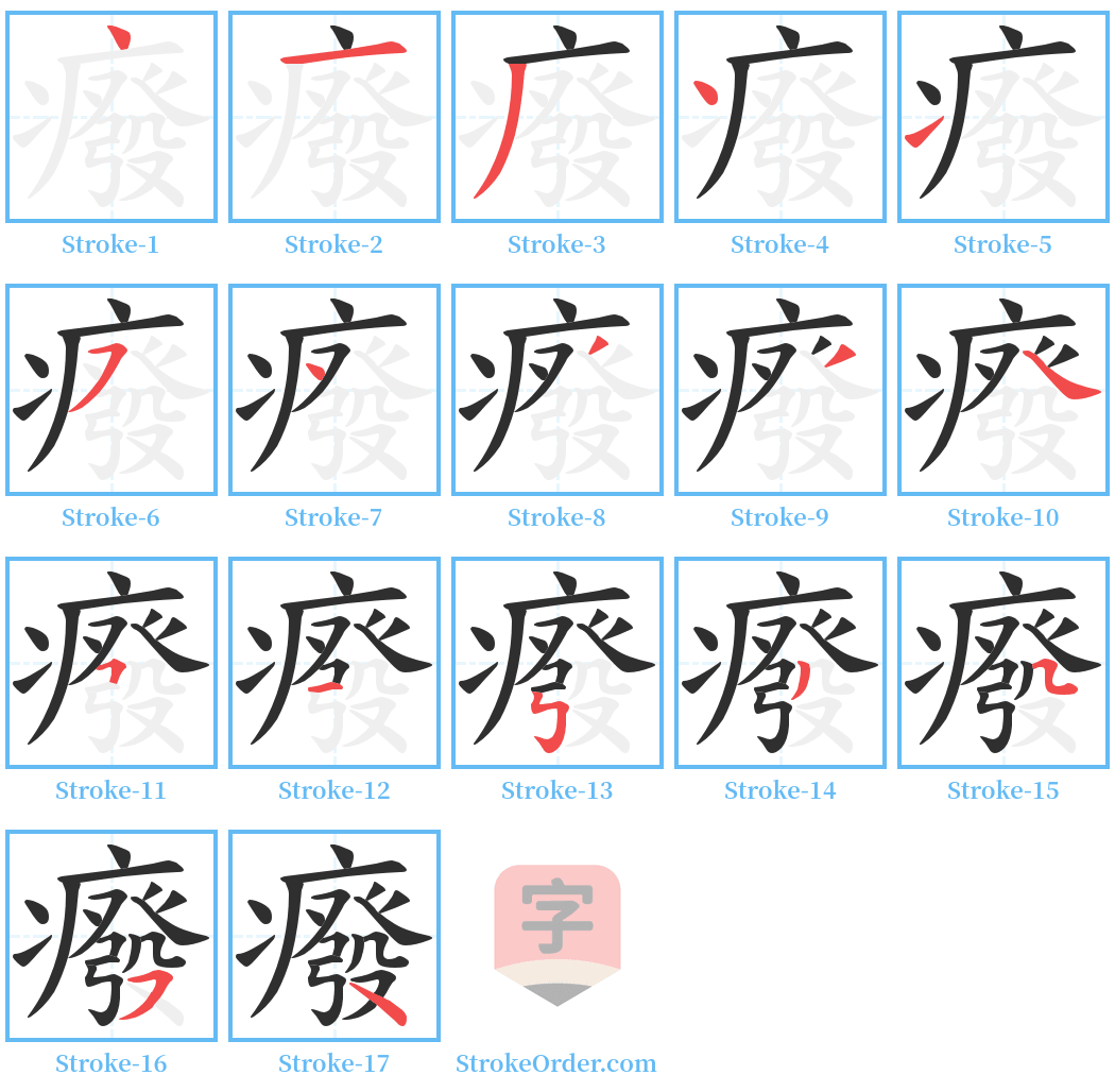 癈 Stroke Order Diagrams