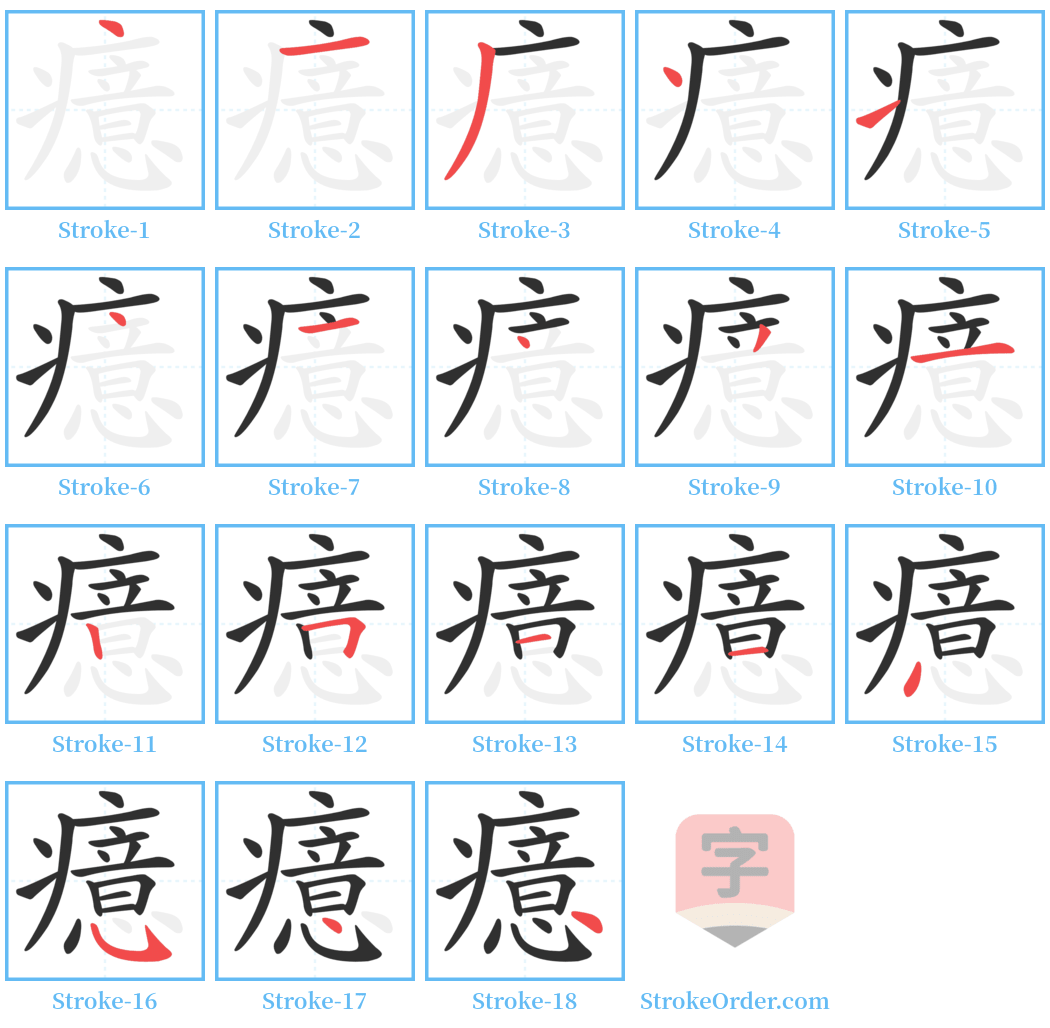 癔 Stroke Order Diagrams