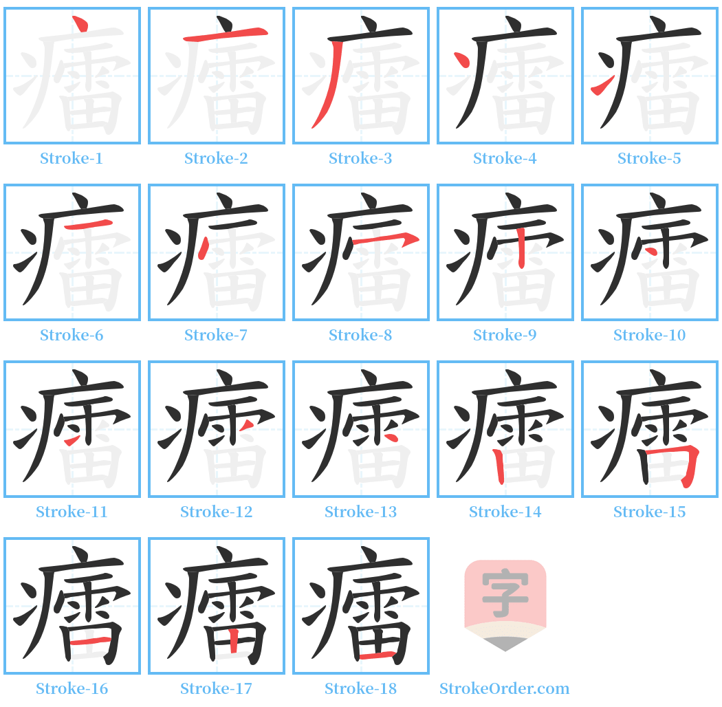 癗 Stroke Order Diagrams