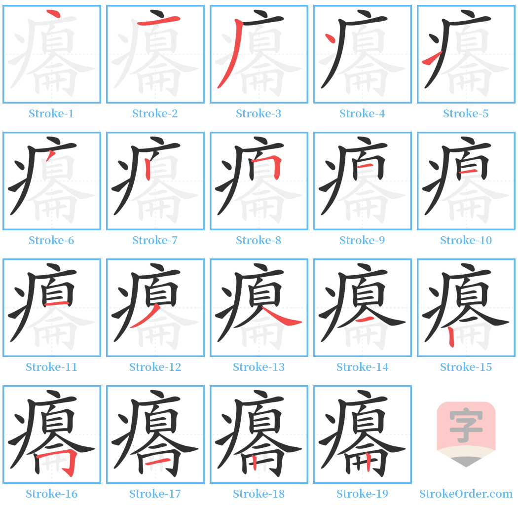 癟 Stroke Order Diagrams