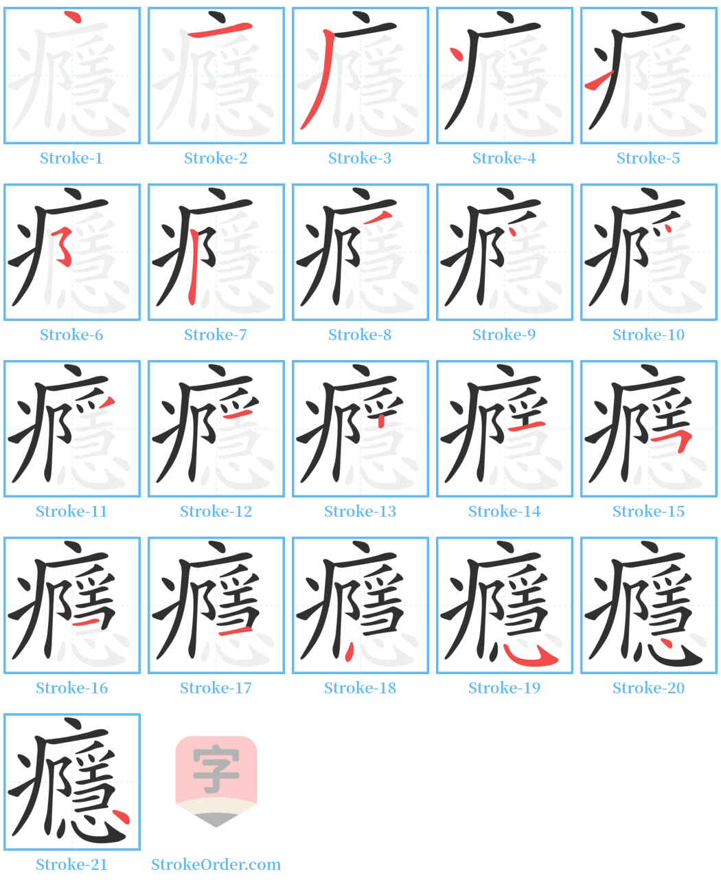 癮 Stroke Order Diagrams