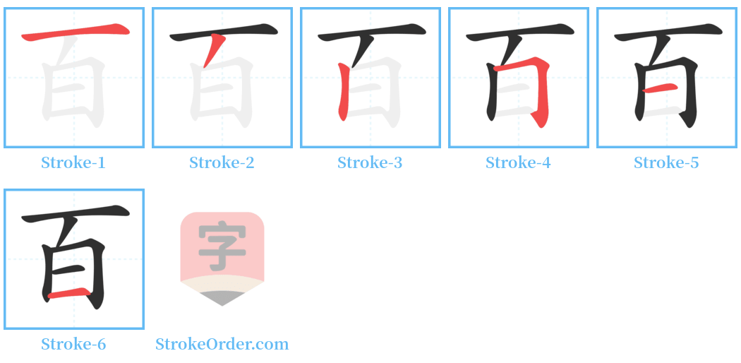 百 Stroke Order Diagrams