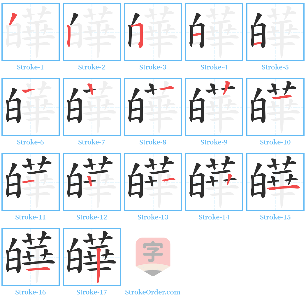 皣 Stroke Order Diagrams