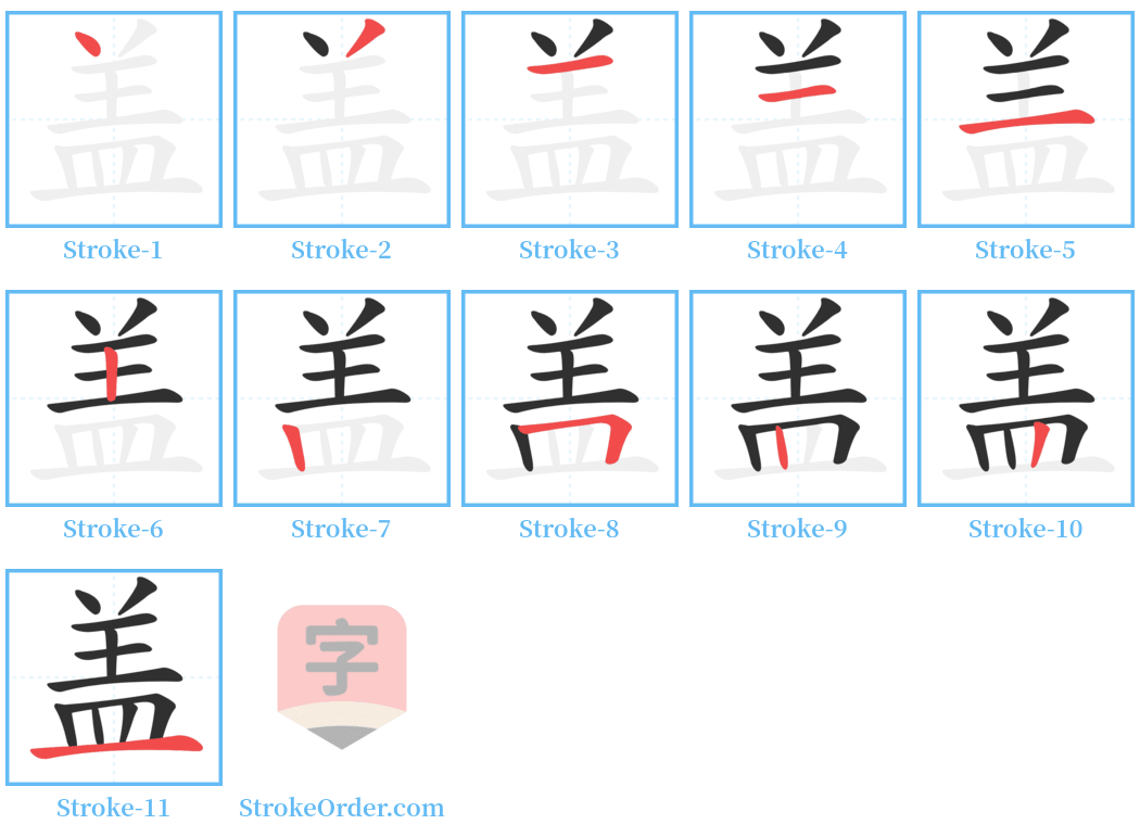 盖 Stroke Order Diagrams