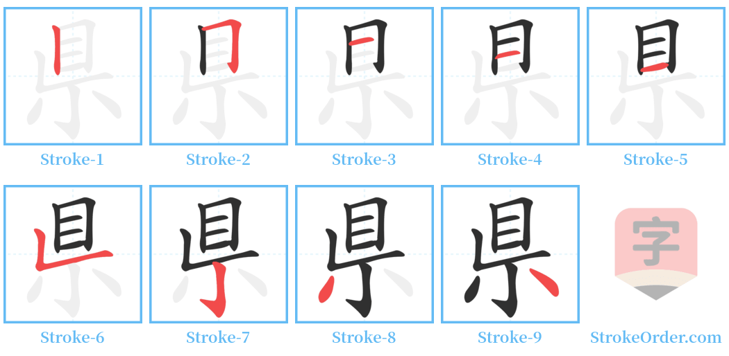 県 Stroke Order Diagrams