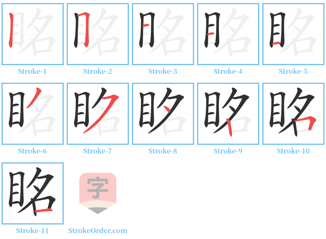 眳 Stroke Order Diagrams