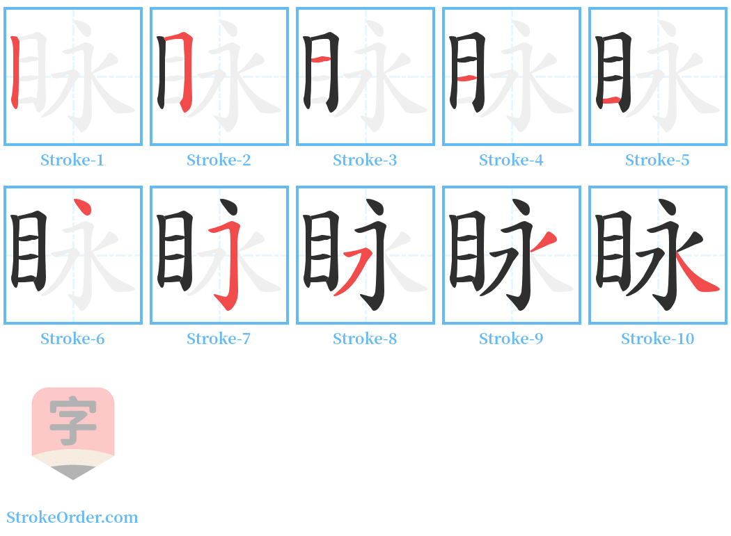 眿 Stroke Order Diagrams