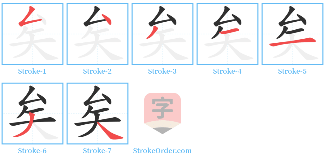 矣 Stroke Order Diagrams