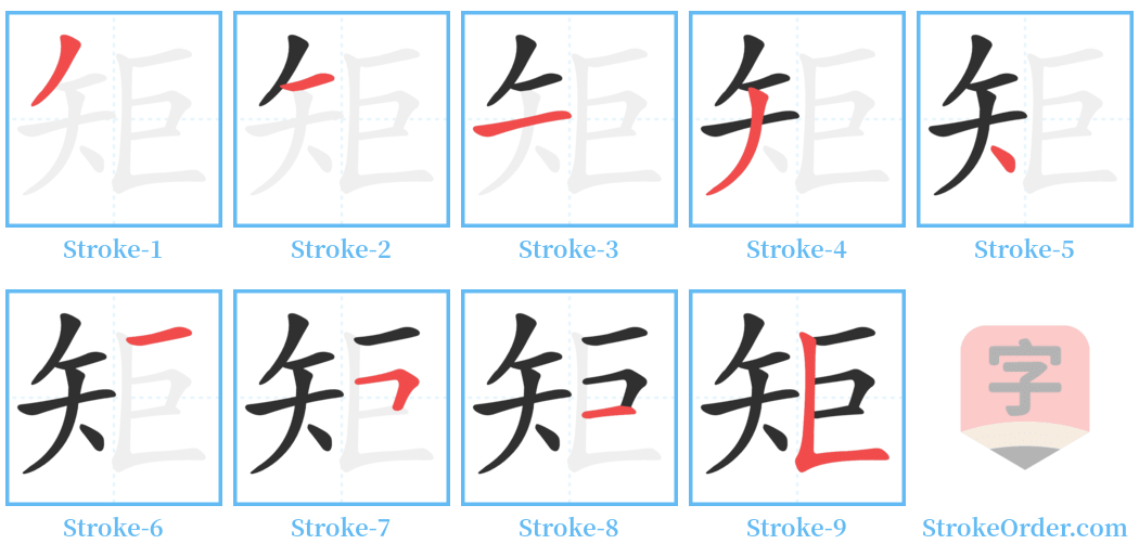 矩 Stroke Order Diagrams