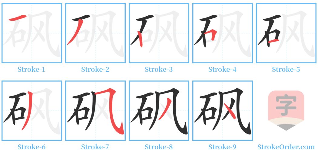 砜 Stroke Order Diagrams