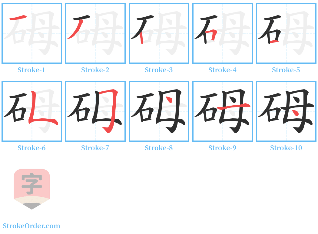 砪 Stroke Order Diagrams