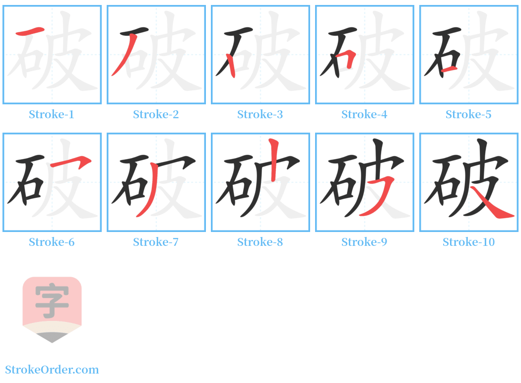 破 Stroke Order Diagrams