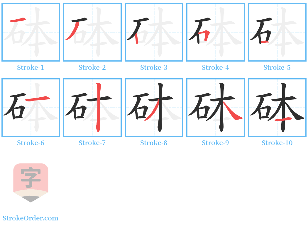 砵 Stroke Order Diagrams