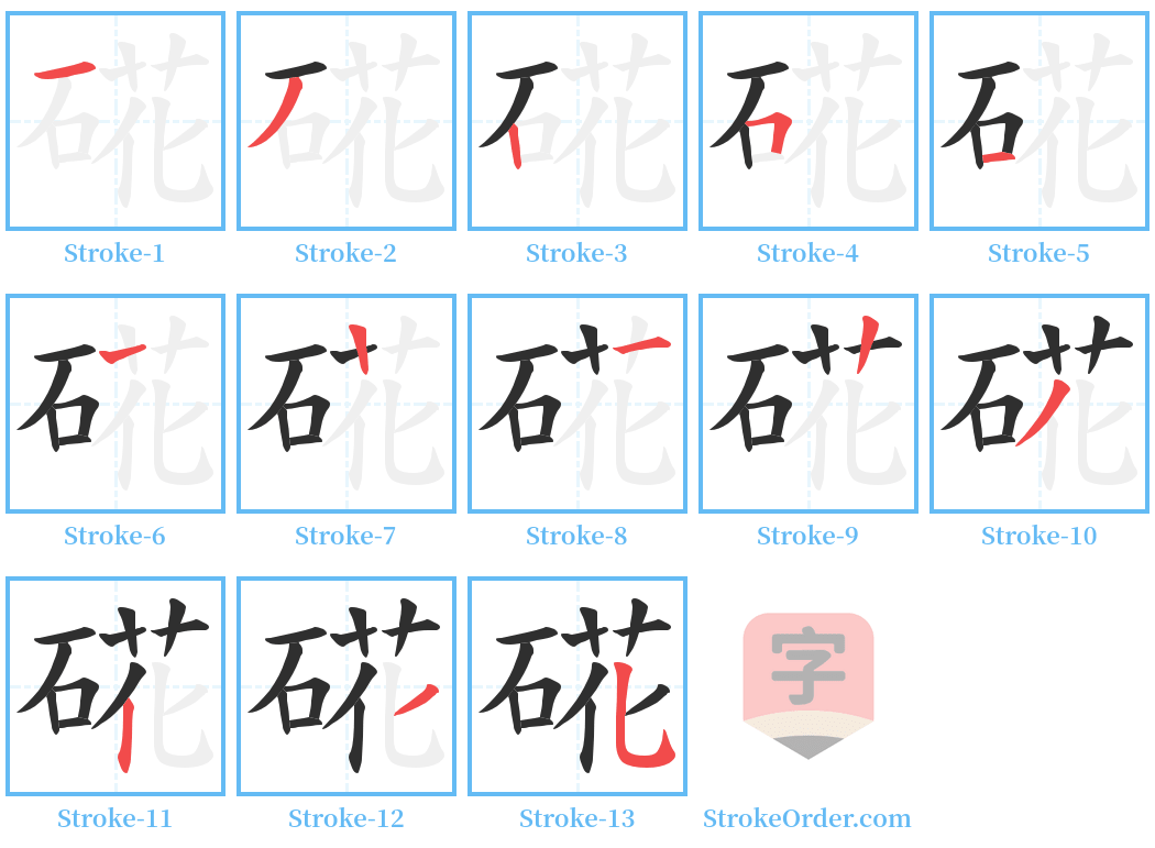 硴 Stroke Order Diagrams