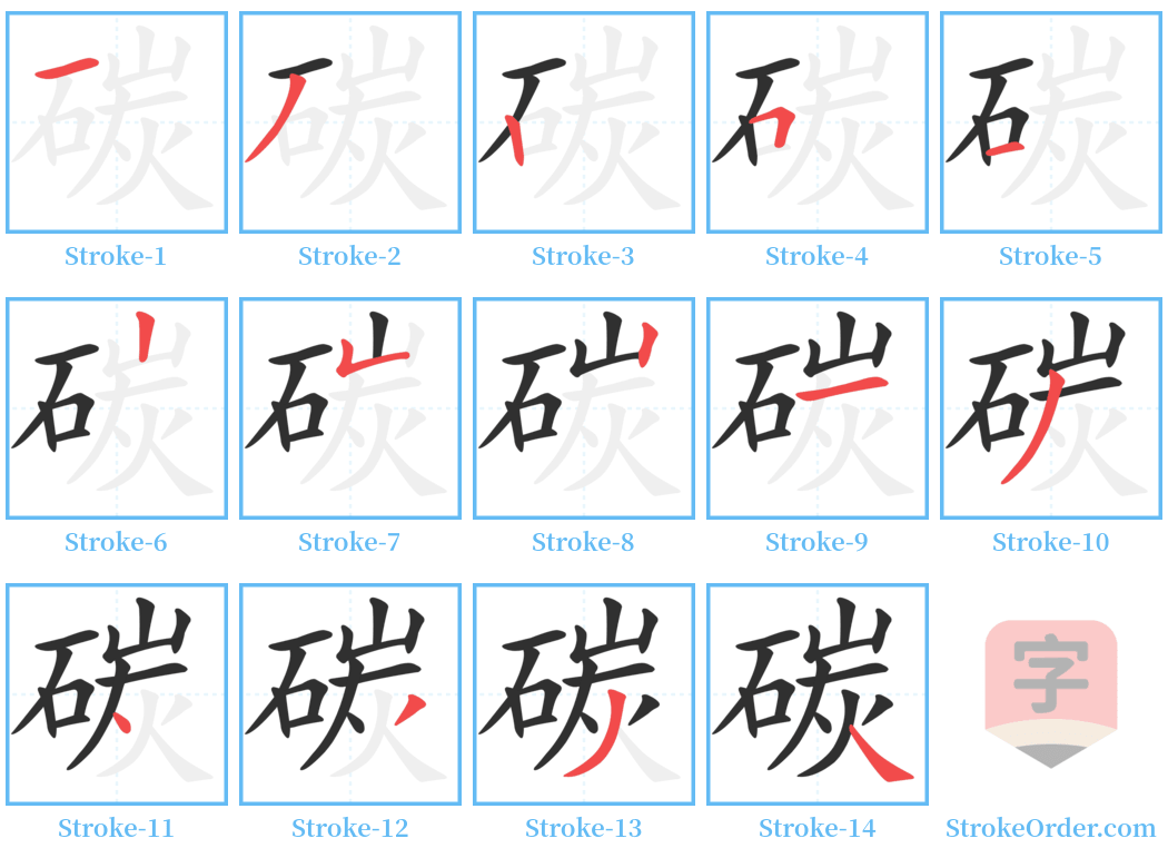 碳 Stroke Order Diagrams