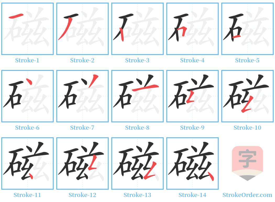 磁 Stroke Order Diagrams