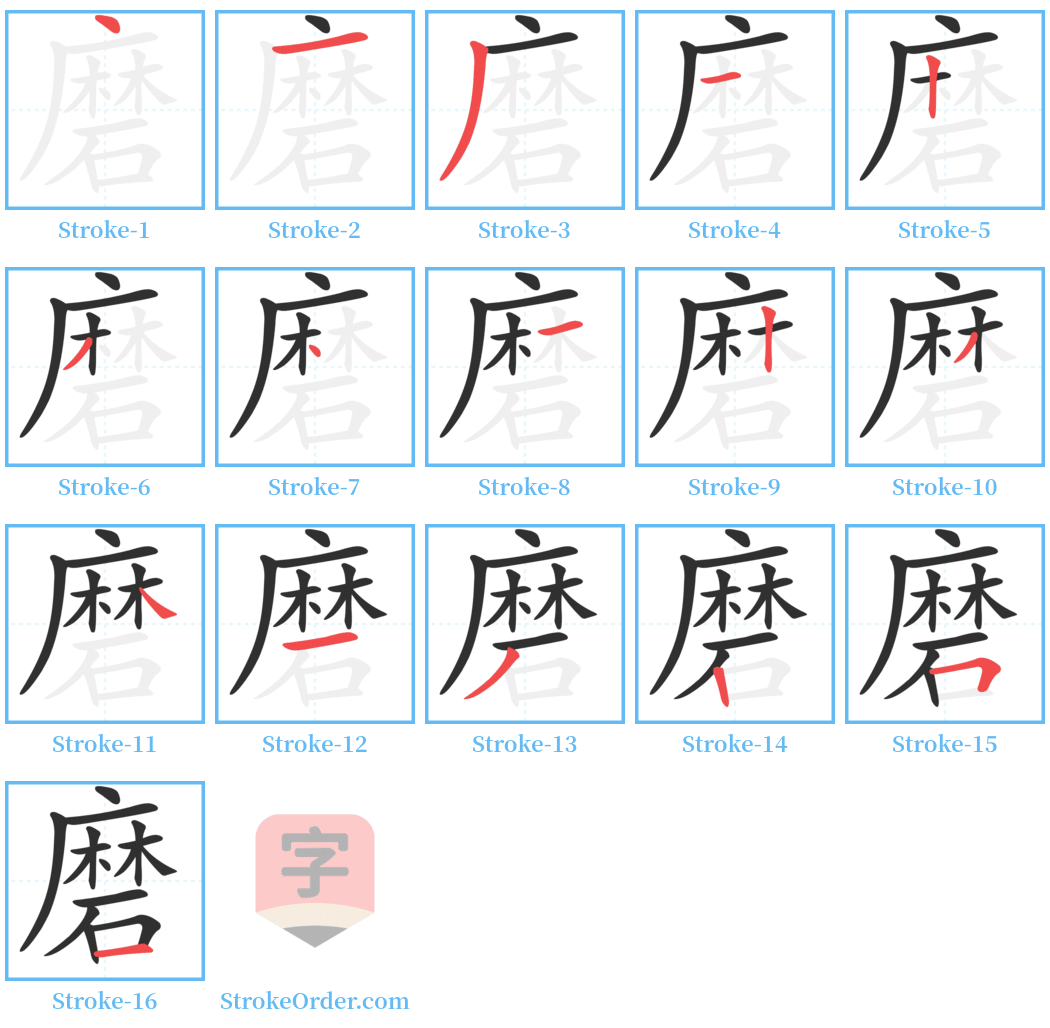 磨 Stroke Order Diagrams