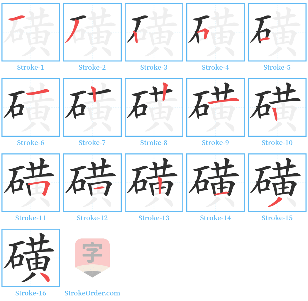 磺 Stroke Order Diagrams