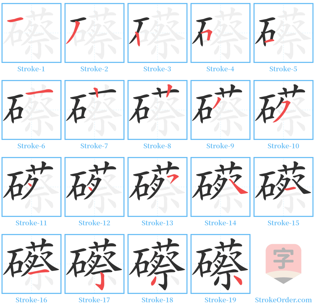 礤 Stroke Order Diagrams