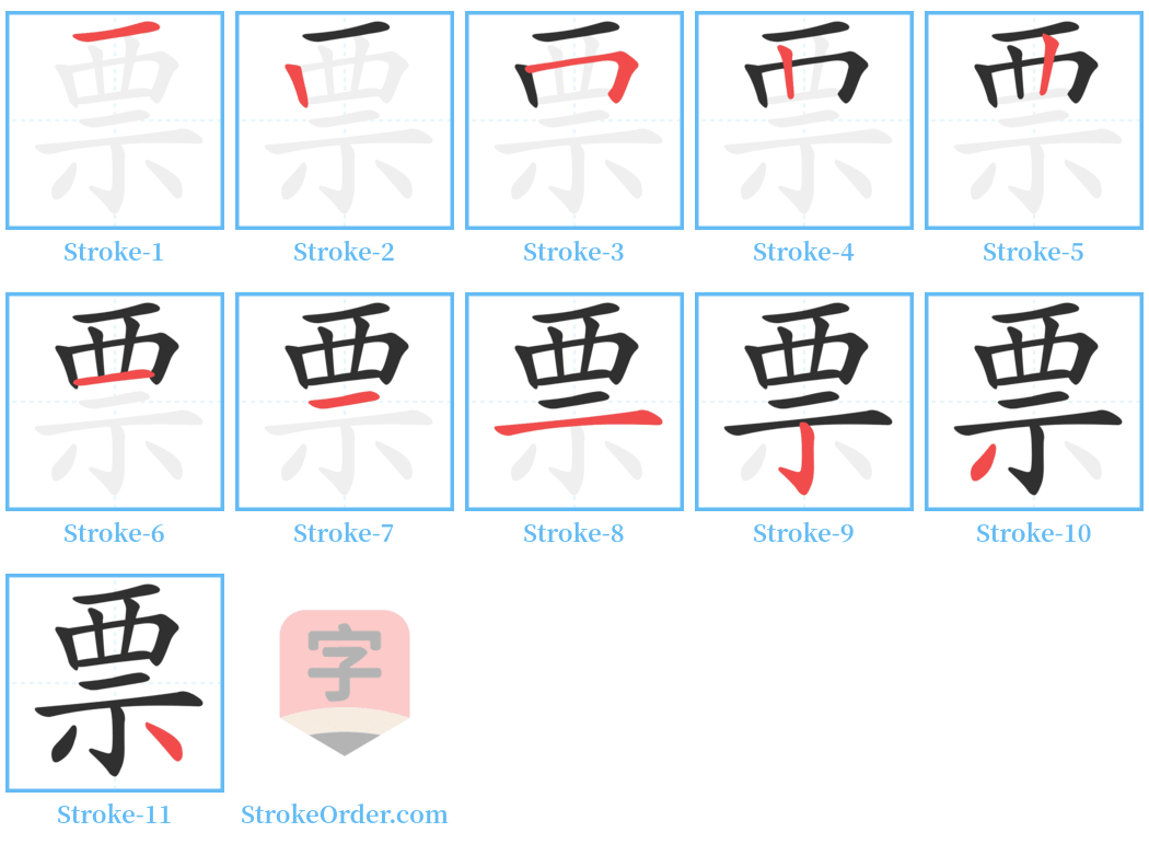 票 Stroke Order Diagrams